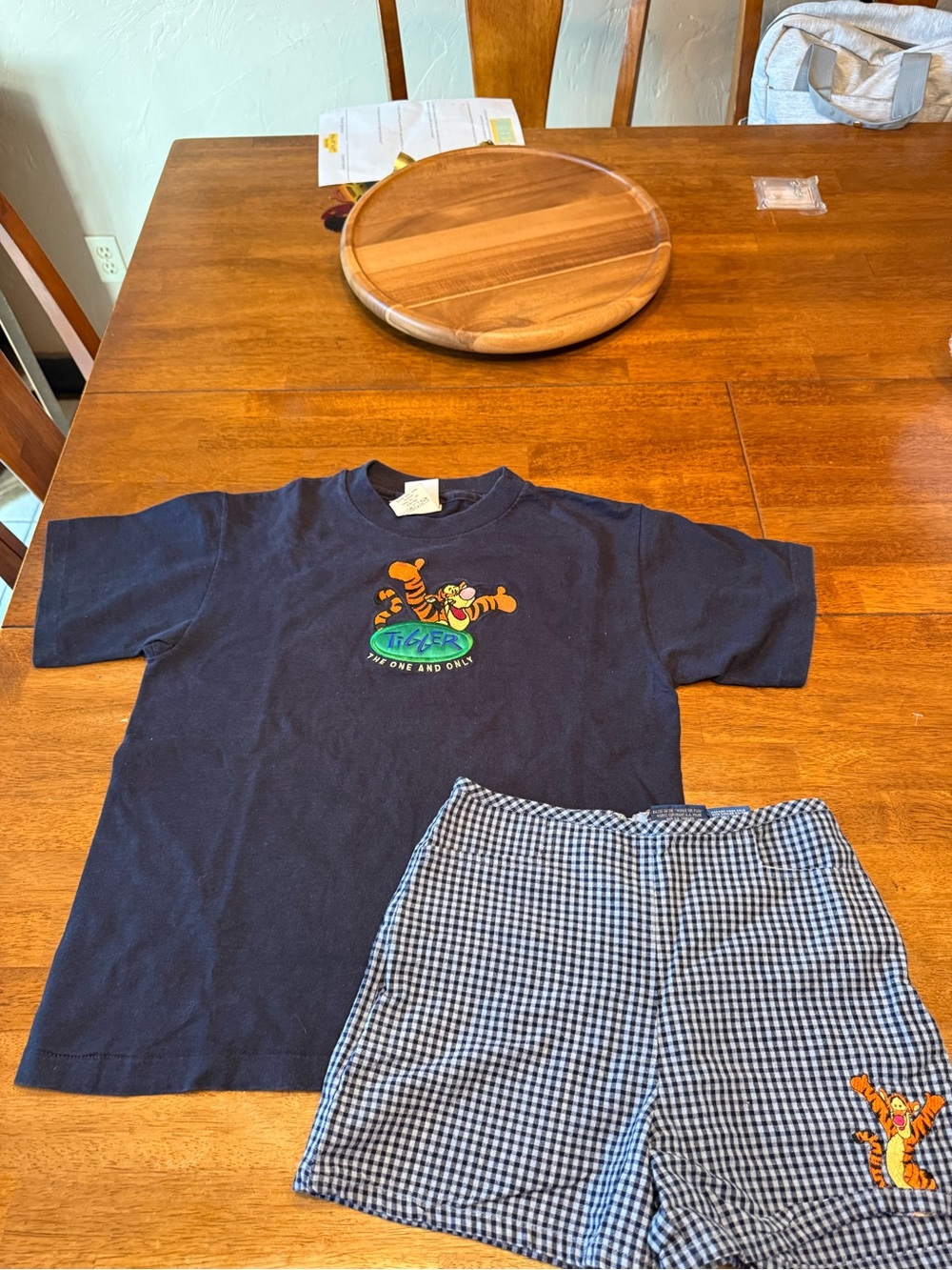 Vintage Disney Store Tigger The One And Only Shirt With Gingham Shorts Youth L